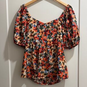 Floral Puff Sleeve Top